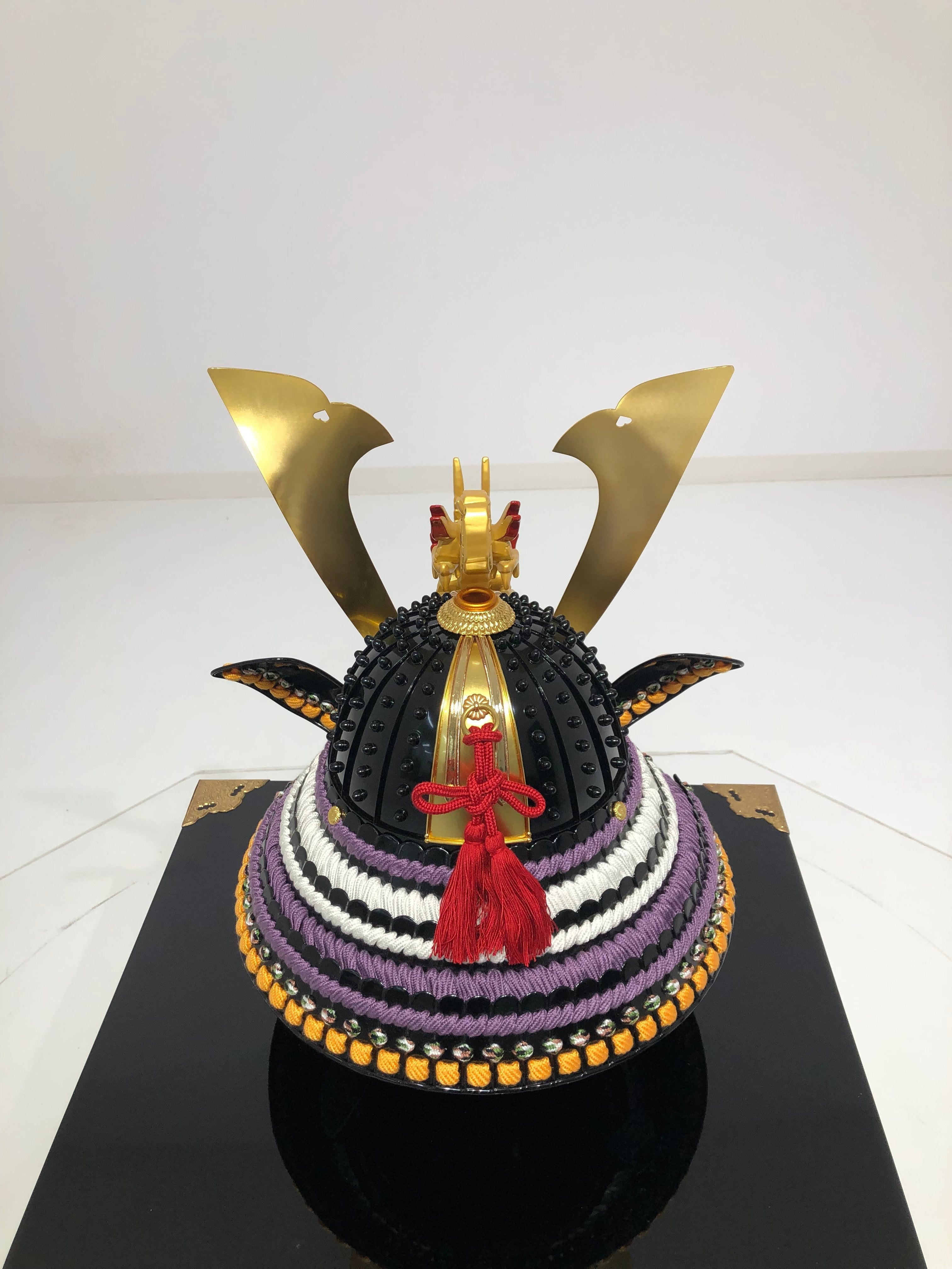 【C-009-K】藤白糸威黒伊予札二枚胴具足 (子供用兜)