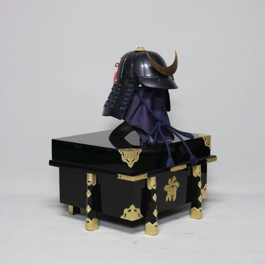 【O-065-K】濃紺糸威黒桶側二枚胴具足(手時代塗)(兜のみ)