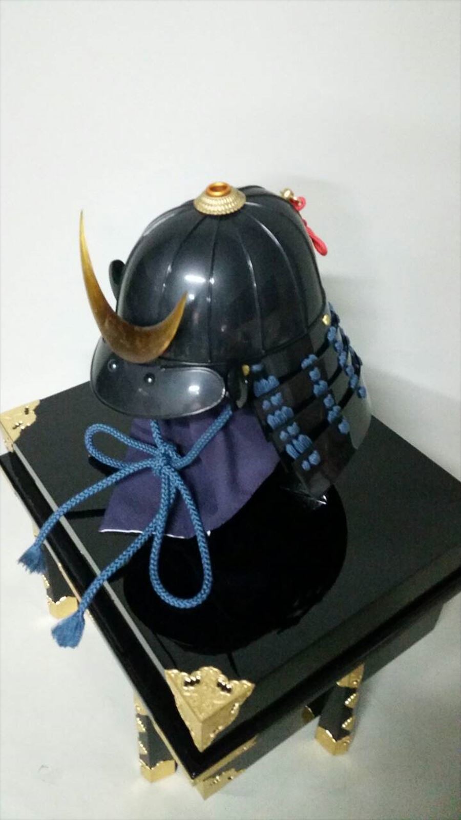 【O-064-K】紺糸威黒桶側二枚胴具足(時代塗)(兜のみ)
