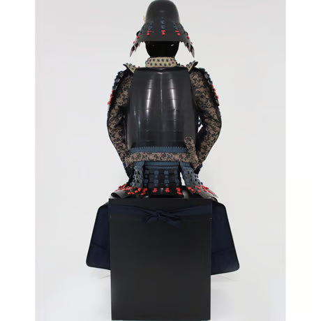 【O-054】紺赤糸威黒桶側二枚胴具足・頭形兜(手時代塗)
