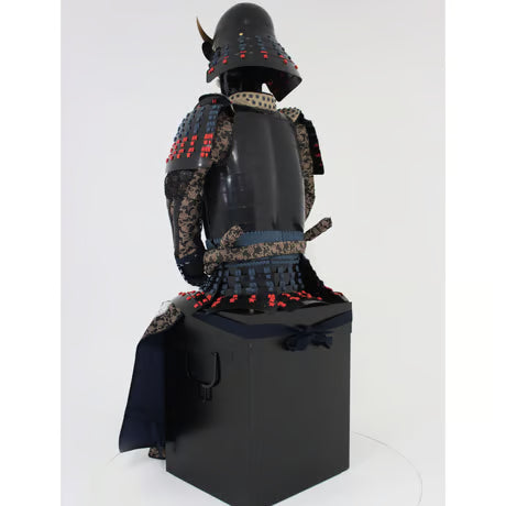 【O-054】紺赤糸威黒桶側二枚胴具足・頭形兜(手時代塗)