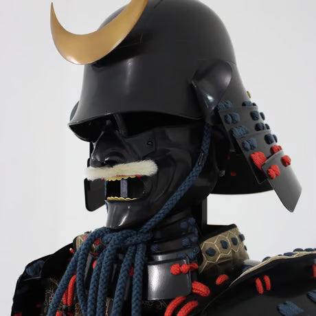 【O-054】紺赤糸威黒桶側二枚胴具足・頭形兜(手時代塗)