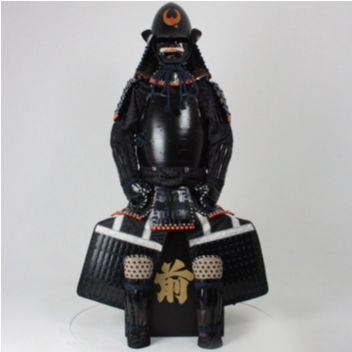 [O-052] Navy blue thread, black matte finish, riveted two-piece armor (shii-gata helmet)