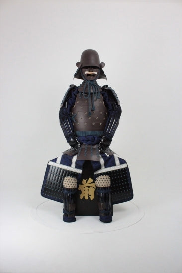 [O-053] Navy blue thread-dyed iron rust hat with rivets, two-piece armor (head-shaped helmet)