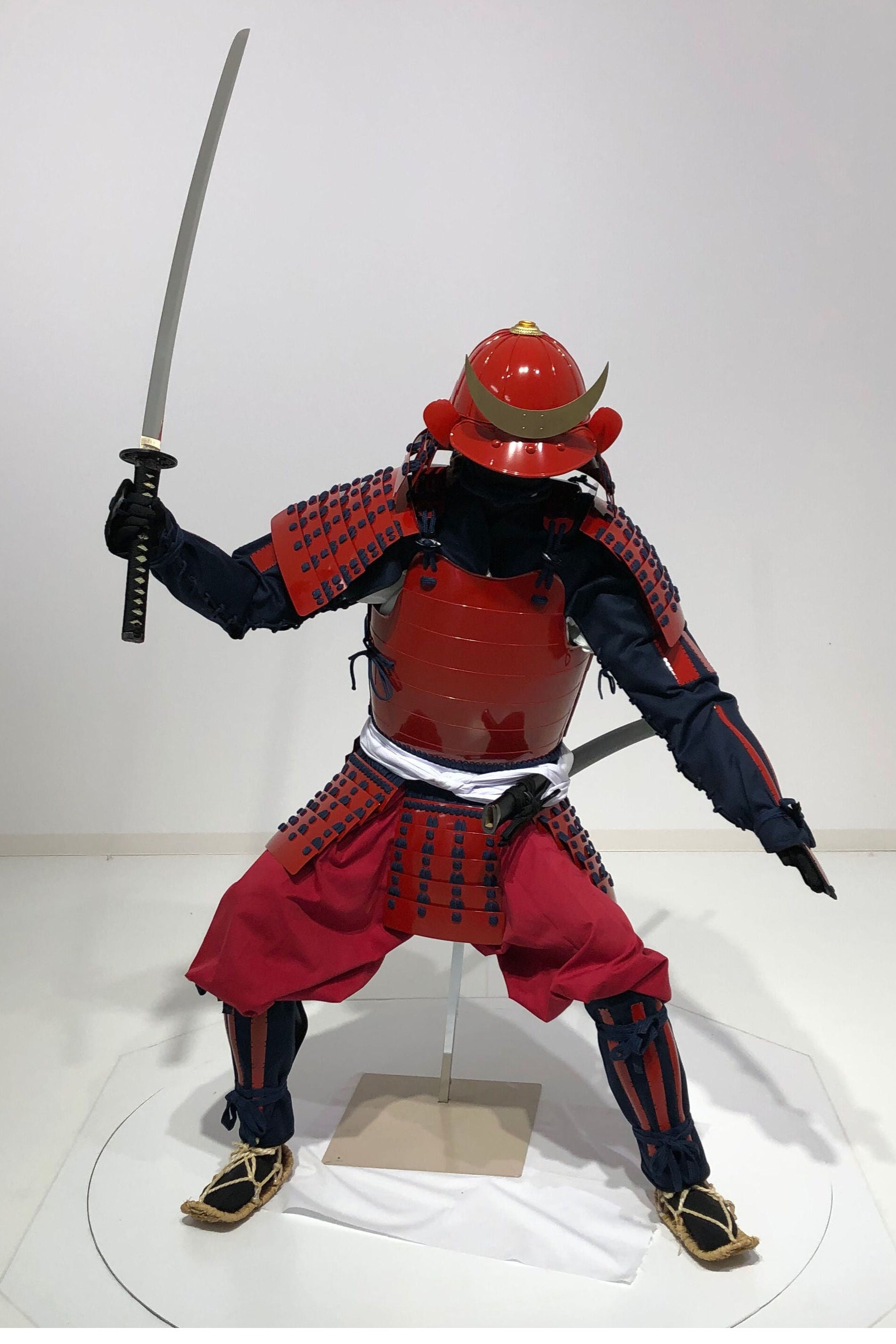 [O-076] Dark blue thread-dyed red barrel side two-piece body Jidai Matsuri set