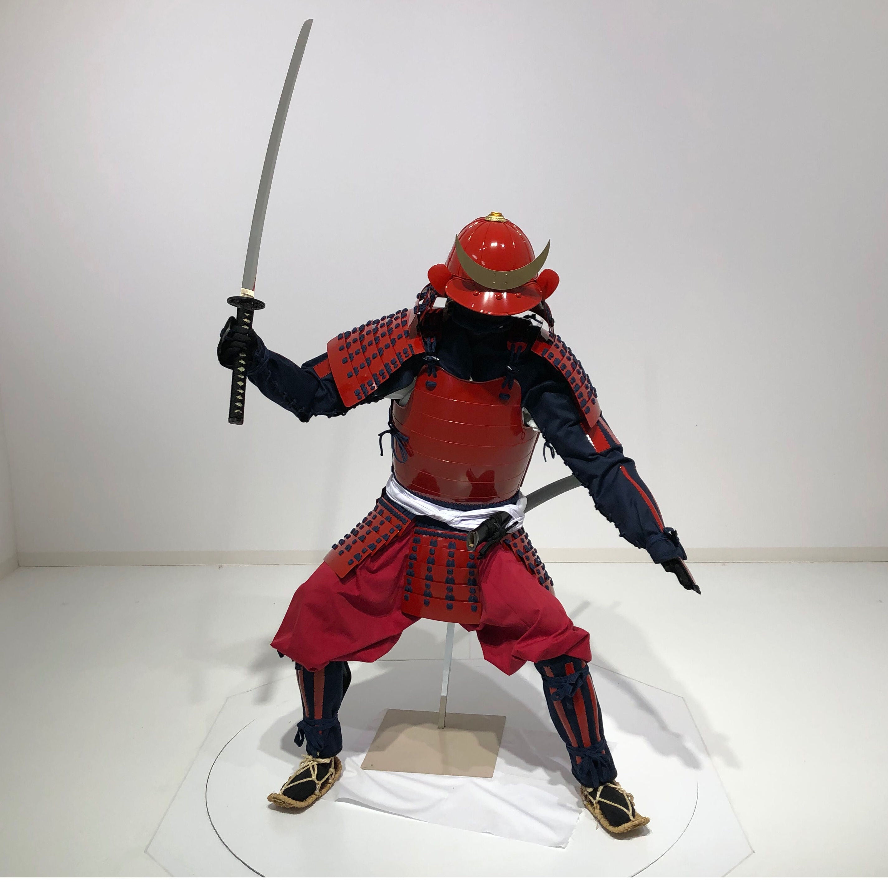 [O-076] Dark blue thread-dyed red barrel side two-piece body Jidai Matsuri set