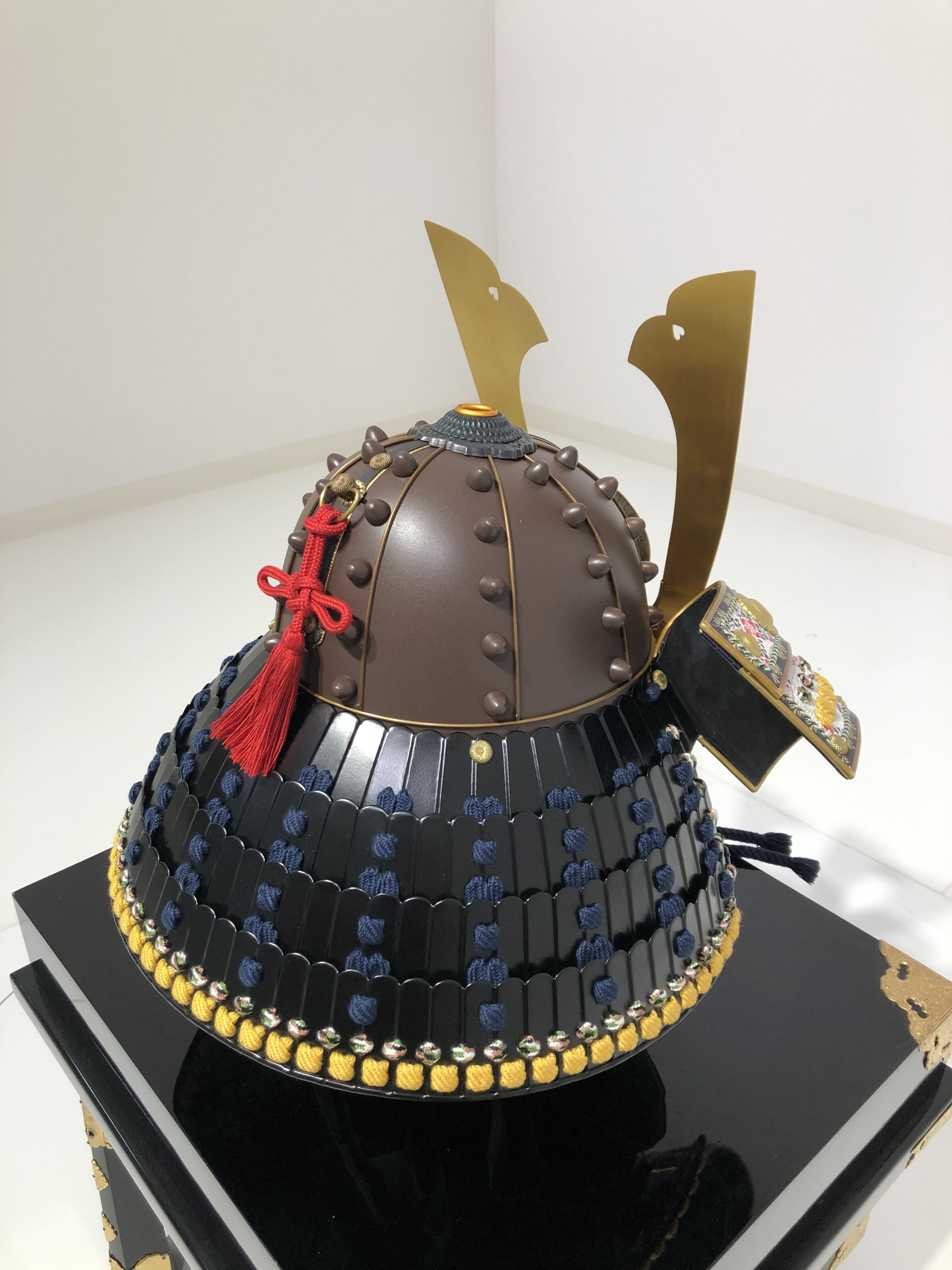 [O-046-K] Navy blue thread-dyed iron rust hat with rivets, two-piece armor (helmet only)