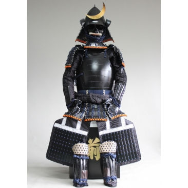 [O-051] Navy blue thread, black matte finish, riveted two-piece armor (peach-shaped helmet)