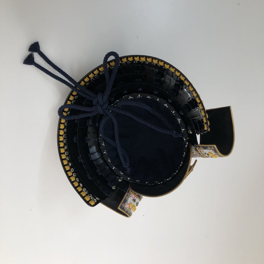 [O-046-K] Navy blue thread-dyed iron rust hat with rivets, two-piece armor (helmet only)