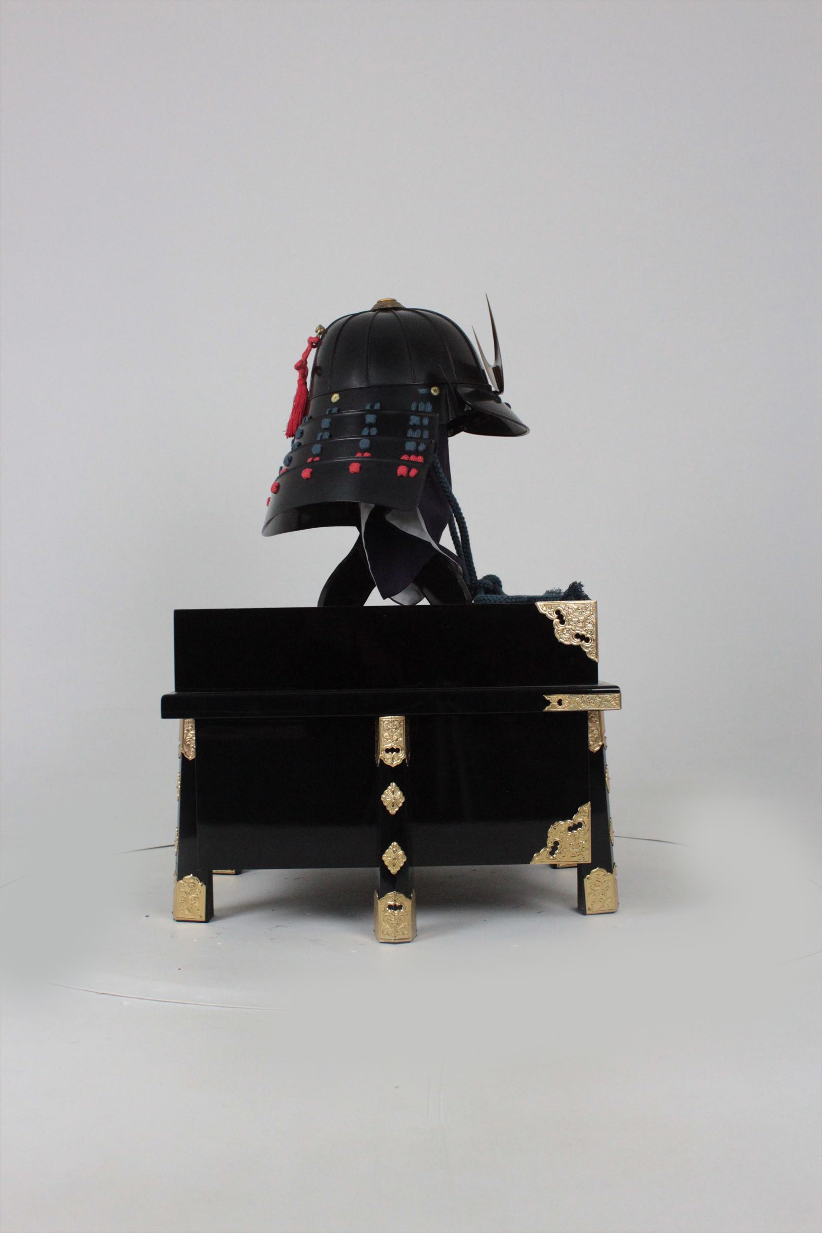 [O-055-K] Navy blue red thread chest piece black bucket side two-piece armor (12 spaces) (helmet only)