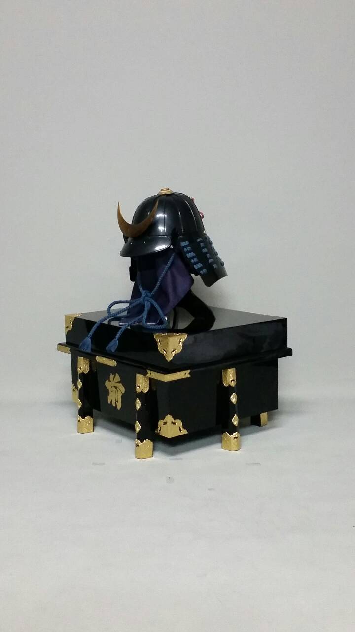 [O-064-K] Navy blue thread-dyed black barrel side two-piece armor (period lacquer) (helmet only)