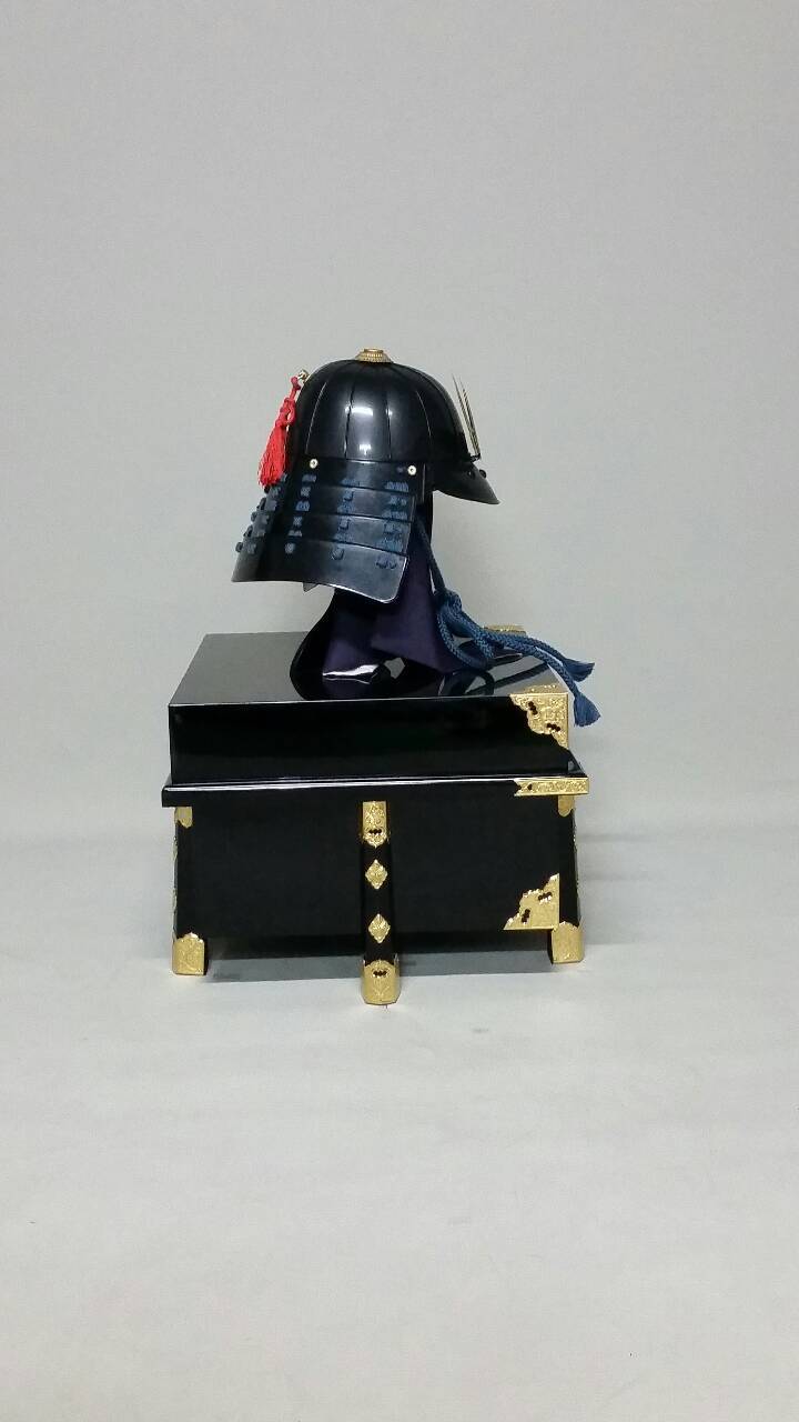 [O-064-K] Navy blue thread-dyed black barrel side two-piece armor (period lacquer) (helmet only)