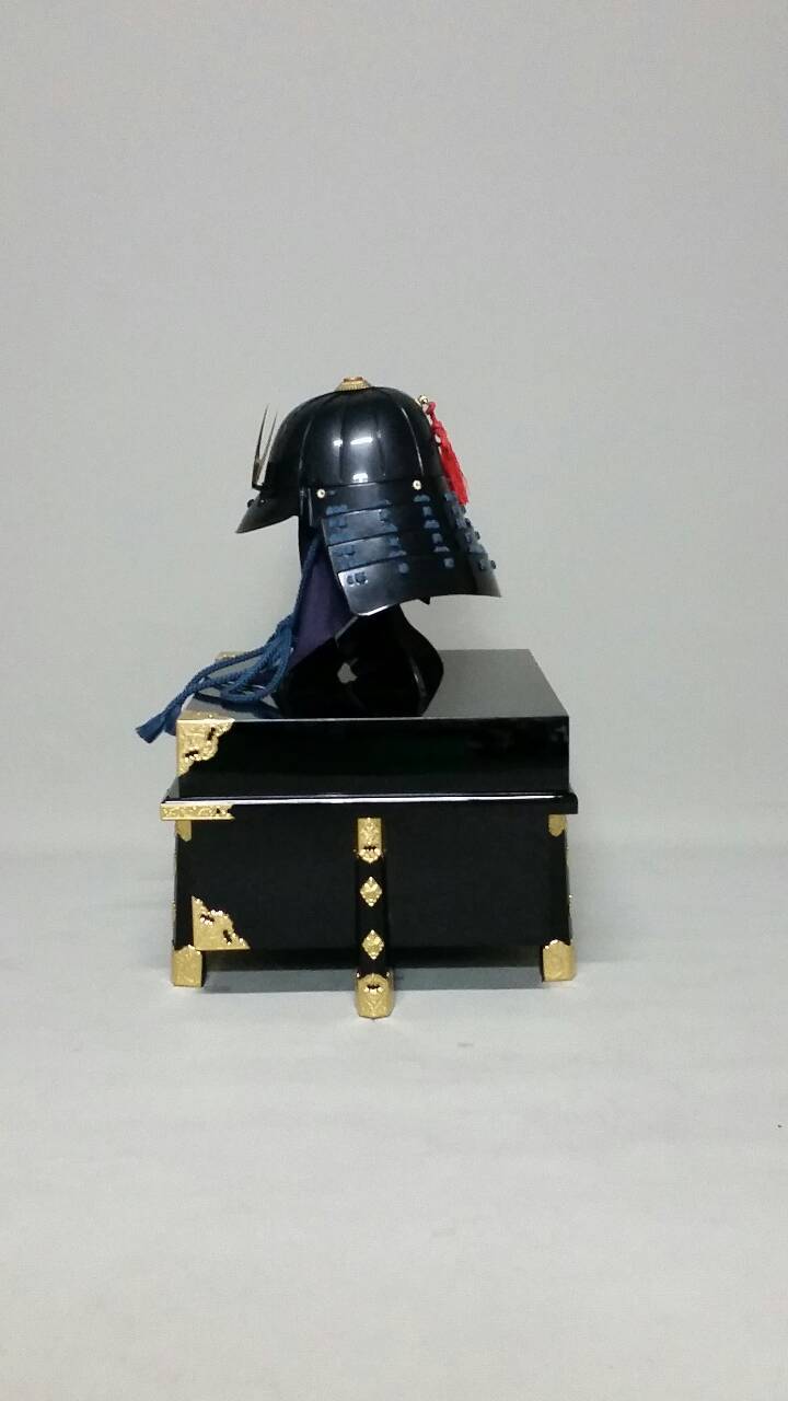 [O-064-K] Navy blue thread-dyed black barrel side two-piece armor (period lacquer) (helmet only)