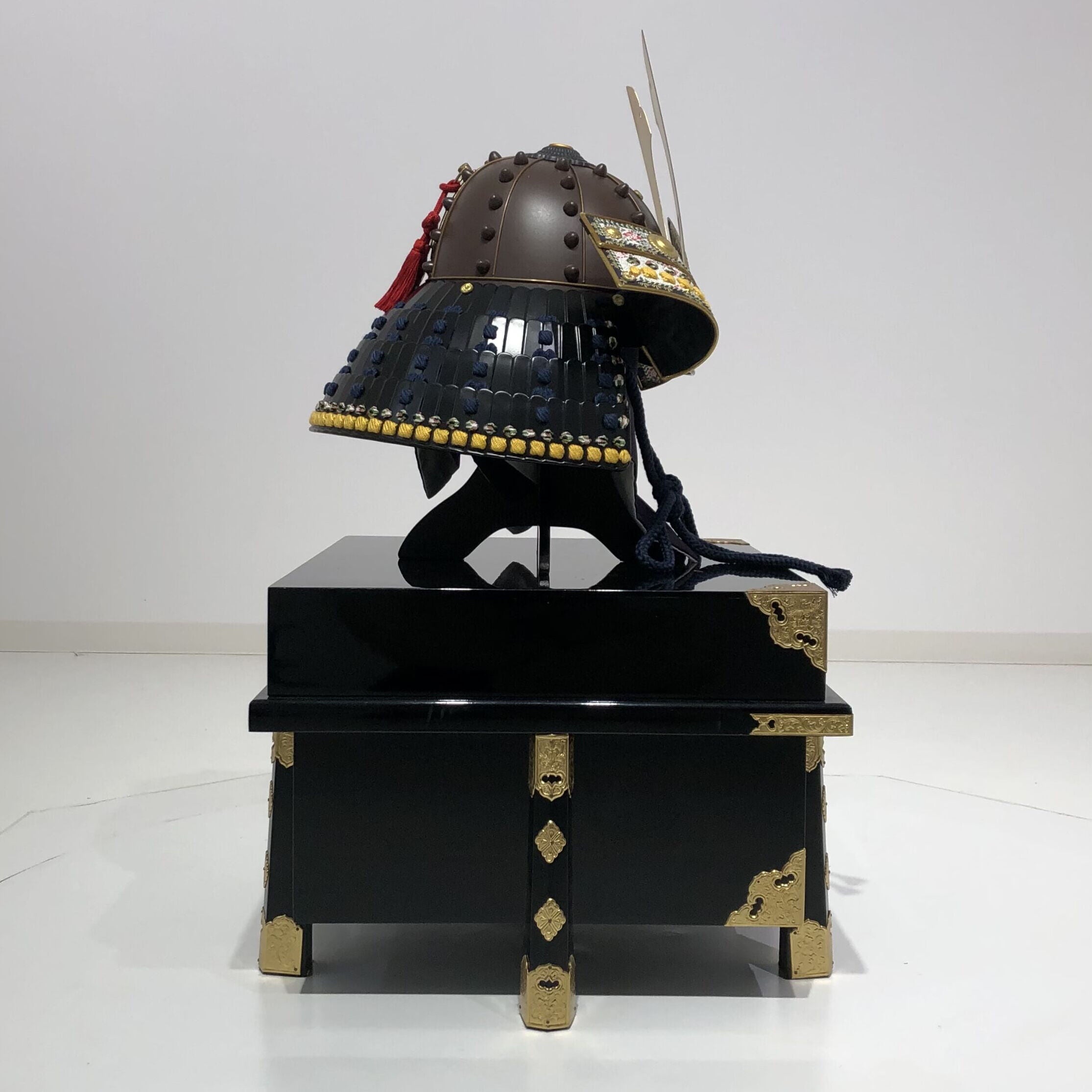 [O-046-K] Navy blue thread-dyed iron rust hat with rivets, two-piece armor (helmet only)