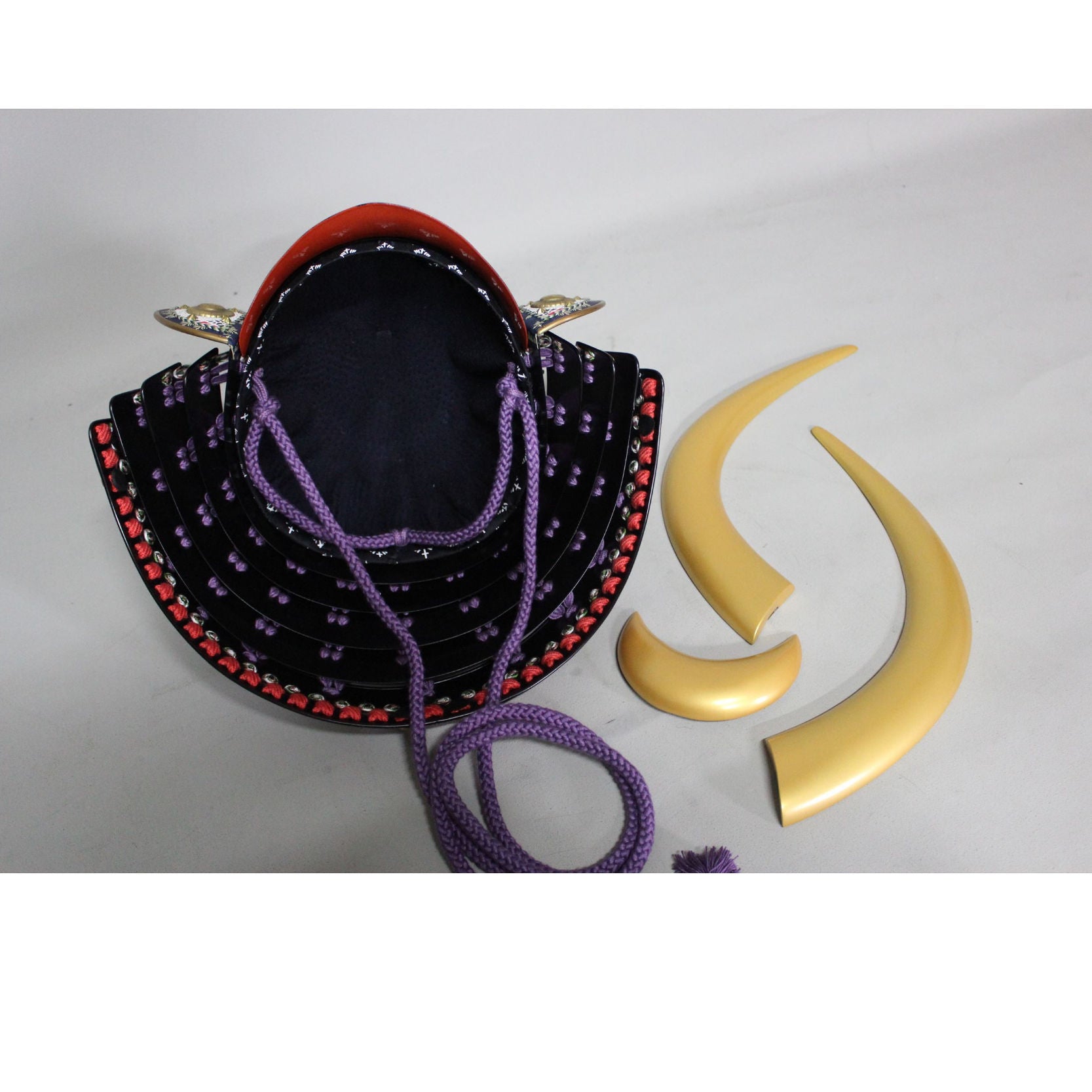 [O-040-K] Purple thread-dyed flat corner side stand two-piece armor (helmet only)