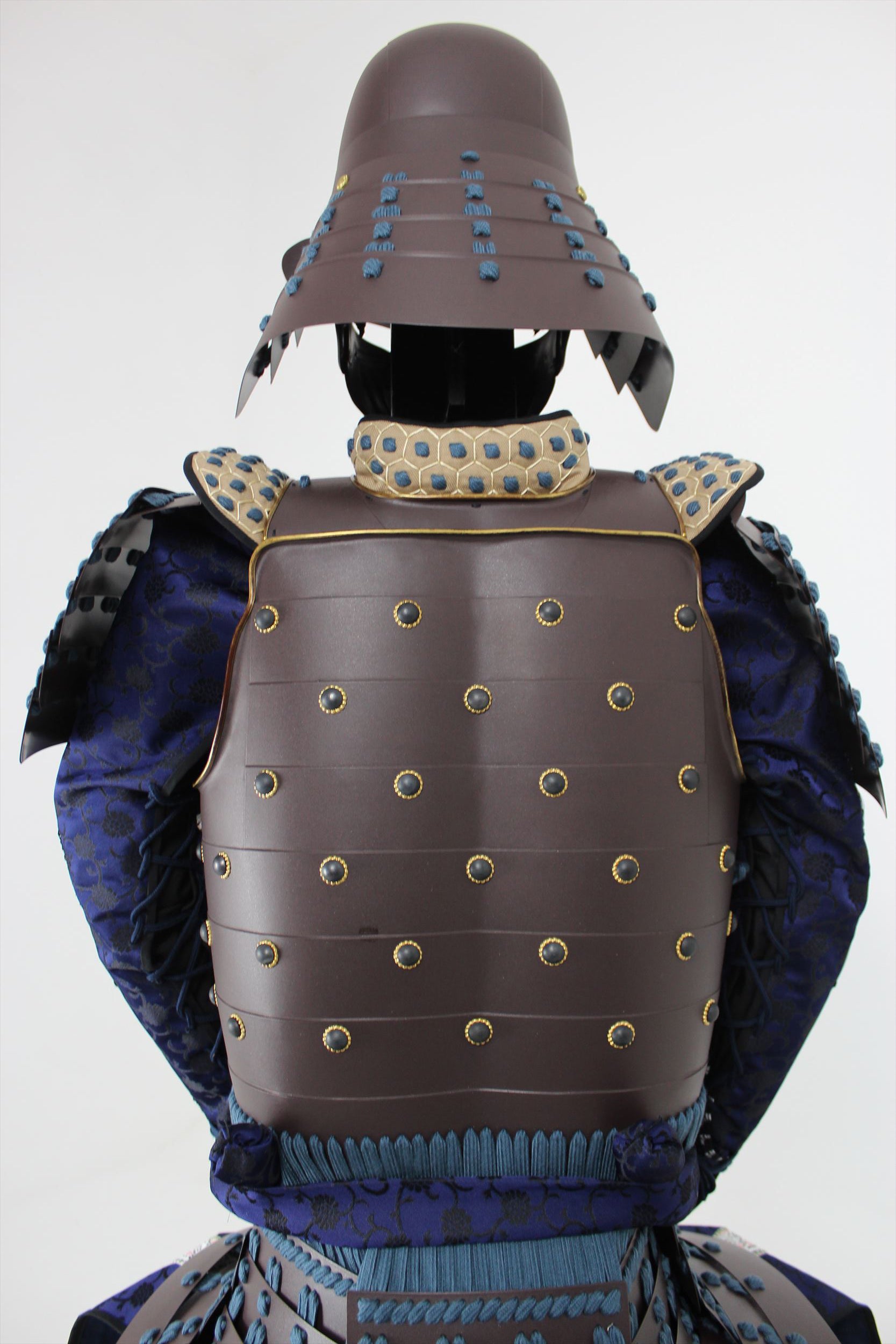 [O-053] Navy blue thread-dyed iron rust hat with rivets, two-piece armor (head-shaped helmet)