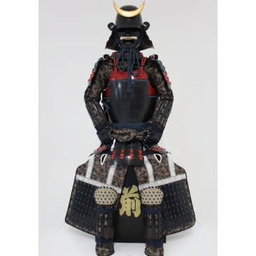 【O-054】紺赤糸威黒桶側二枚胴具足・頭形兜(手時代塗)